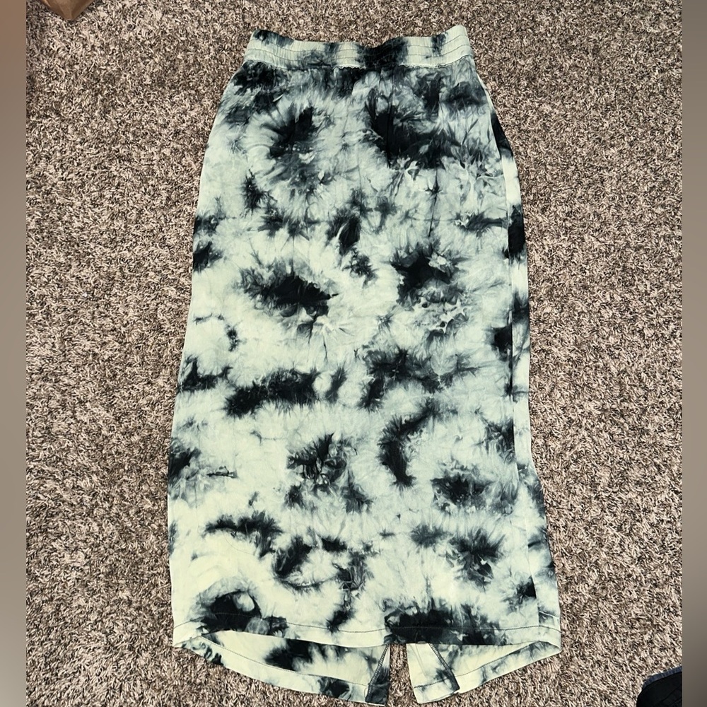 Zara Tie Dye Batik Midi Green Skirt